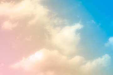 Blur pink and blue sky sun cloud sky pastel background. wallpaper rainbow colored. card or poster sweet gradient backdrop free space for add text or products presentation.