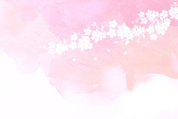 桜のシルエット（パステルカラーの背景）
