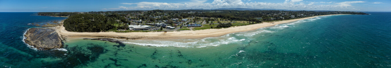 Aerial view of Mollymook beach in NSW, Australia