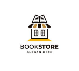 Bookstore open shop market cart vector logo design. Creative digital technology logo design  