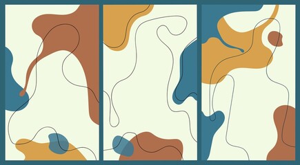 Set of minimalist hand drawn fluid shapes background