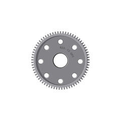 Vehicle machinery gear isolated bearings gasket realistic icon. Vector grease roller, rolling mechanism, steel industrial wheel. Vehicle, motorcycle or bike spare part, engineering and machinery gear