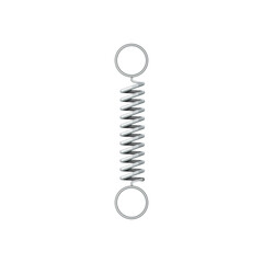 Metal coil helical spring suspension with round hoes on ends isolated icon. Vector automation component, tension vehicle spare part with hooks, detail compression and extension elastic object