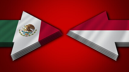 Indonesia vs Mexico Arrow Flags – 3D Illustration