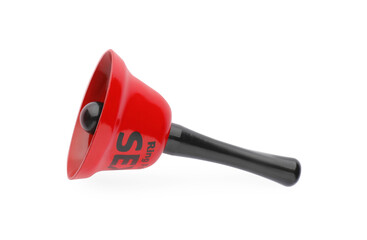 Red sex bell toy on white background, top view