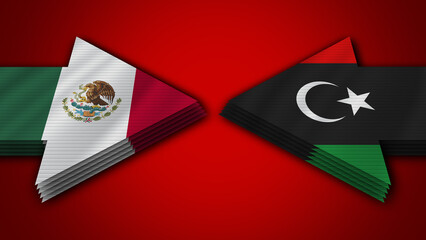 Libya vs Mexico Arrow Flags – 3D Illustration