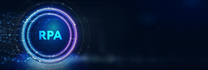 RPA Robotic process automation innovation technology concept. Business, technology, internet and networking concept.3d illustration