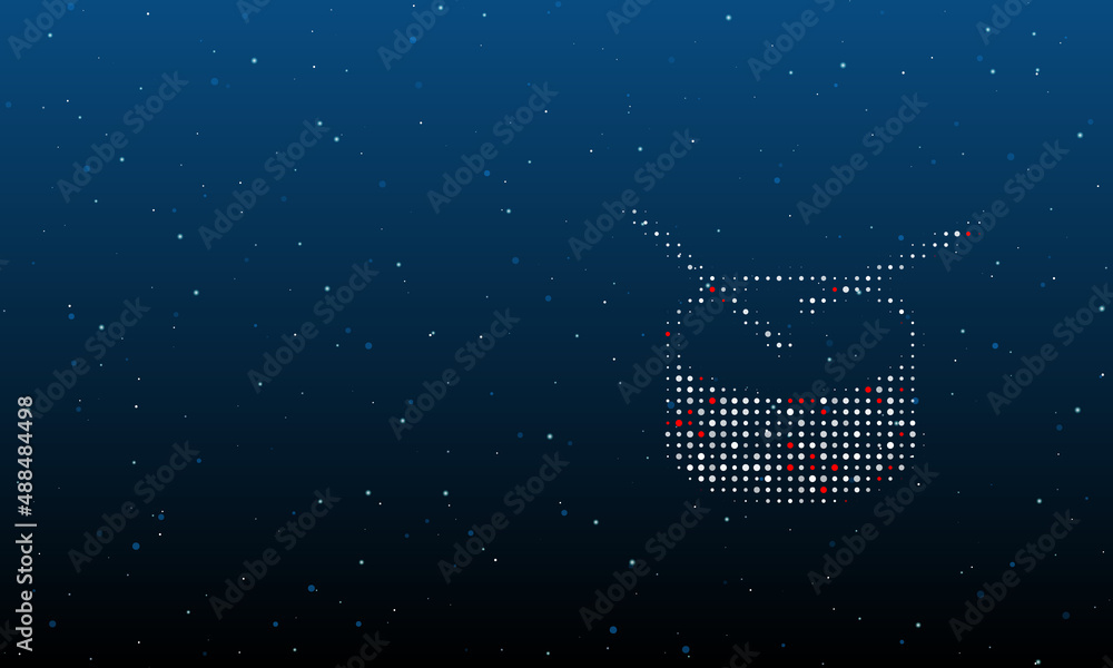 Poster on the right is the drum symbol filled with white dots. background pattern from dots and circles of 