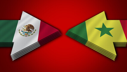 Senegal vs Mexico Arrow Flags – 3D Illustration