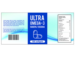 Obraz premium omega 3 supplement label design vector illustration 
