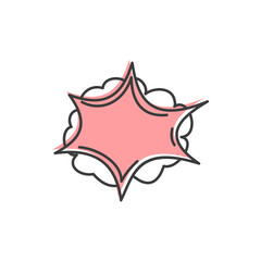 Empty comic speech bubble of burst boom shape and stars, hand drawn doodle design element. Vector sound effect in pop art style. Creative banner with speech bubble, balloon dialogue star frame