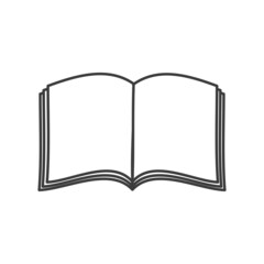 Open book isolated outline bible or diary book symbol of knowledge in doodle style. Vector learning or studying material, textbook with blank pages, encyclopedia or novel, hand drawn dictionary