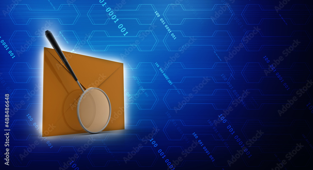 Poster 3d rendering envelope search concept