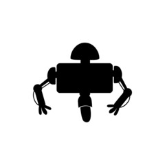 Robot bionic man isolated black silhouette of droid future assistant worker, sci fi alien. Vector electronic cyber machine, electronic futuristic character smart helper. Android toy on remote control