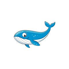 Marine fish cachalot sperm whale cartoon character isolated cute funny animated personage. Vector sperm whale underwater marine animal, large marine fish. Sea aquatic creature emoji emoticon