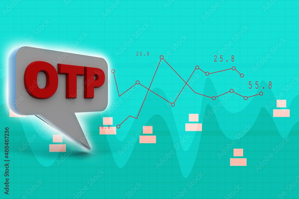 Poster 3d rendering one time password in chat box