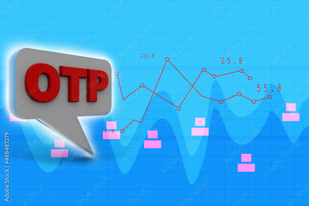 Poster 3d rendering one time password in chat box
