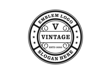 
Minimalist Vintage Stamp Label Badge Circular Round Logo design vector