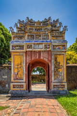 Obraz premium Hung Mieu or Hung temple in the Imperial City with the Purple Forbidden City within the Citadel in Hue, Vietnam. 