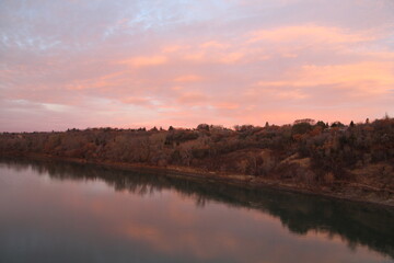 Fototapeta na wymiar Sunrise On The Riverbank