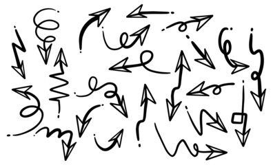 Set of arrows in different directions on white background