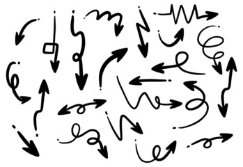 Set of arrows in different directions on white background