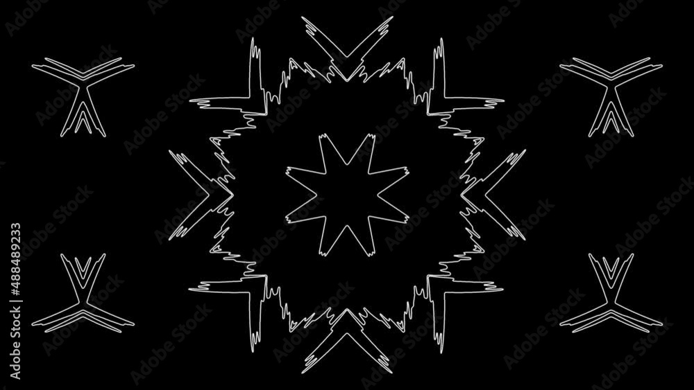 Poster black and white line abstract animation effect kaleidoscopic pattern
