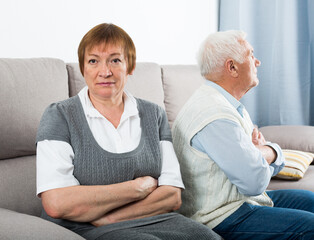 Elderly couple quarrel and find out relationship at home