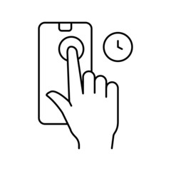 Obraz premium press and holding phone display line icon vector illustration