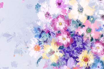 Abstract beautiful oil painting flower vintage illustration