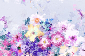 Abstract beautiful oil painting flower vintage illustration