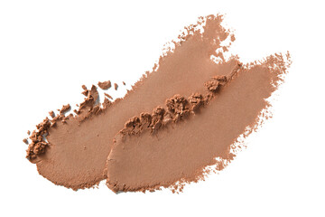Bronzer, brown eye shadow, face powder swatch. Nude color makeup texture. Crushed eyeshadow...