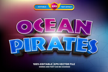 ocean pirates comic cartoon movies Bold 3D Editable text Effect Style