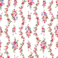 Beautiful rose vertical stripe seamless pattern,