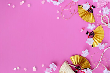 桜と和風素材のフレーム　春のイメージ