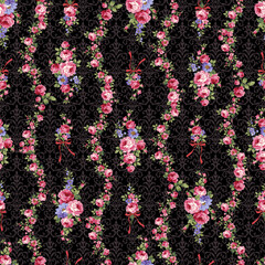 Beautiful rose vertical stripe seamless pattern,