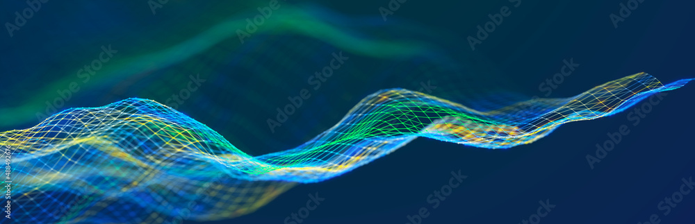 Poster abstract illustration with connected dots and lines. digital network background. the concept of scie