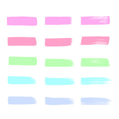 Set of brushes isolated on white background, collection of brush strokes, watercolor designs and dirty textures. creative concept art vector illustration