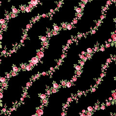 Beautiful rose vertical stripe seamless pattern,