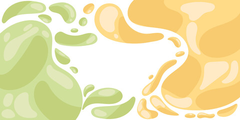 A splash of juice, drinking juice splashing out like from a fountain. Splash in a flat style. Banner. Vector illustration