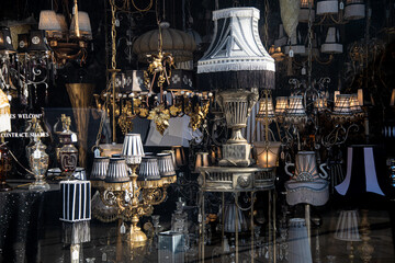 Fototapeta na wymiar Hanging lamps in a London shop
