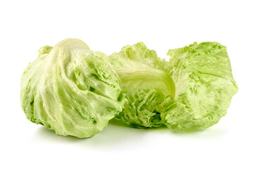 Fresh Iceberg salad, isolated on white background.