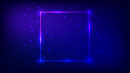 Neon square frame with shining effects