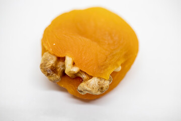 dried apricots with walnuts. close up