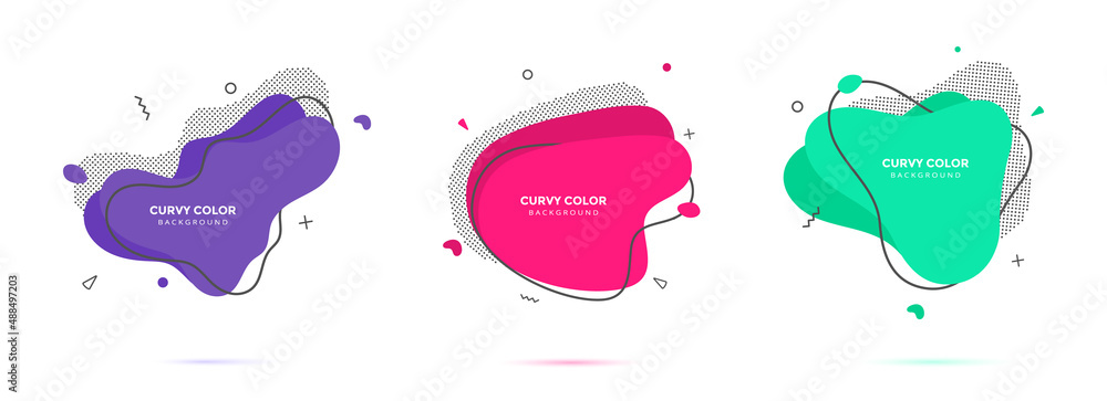 Poster modern liquid irregular amoeba blob shape abstract elements graphic flat style design fluid vector i