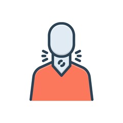 Color illustration icon for throat