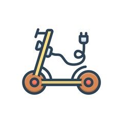 Color illustration icon for chargers e scooter  