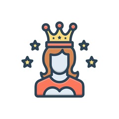 Color illustration icon for princess 