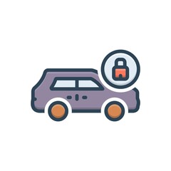 Color illustration icon for locking theft 