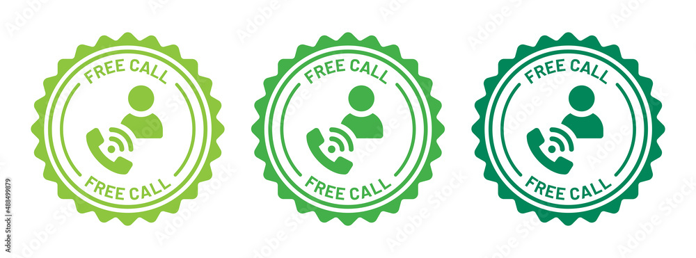 Aufkleber Free call icon on badge design. Phone call with user icon vector illustration.